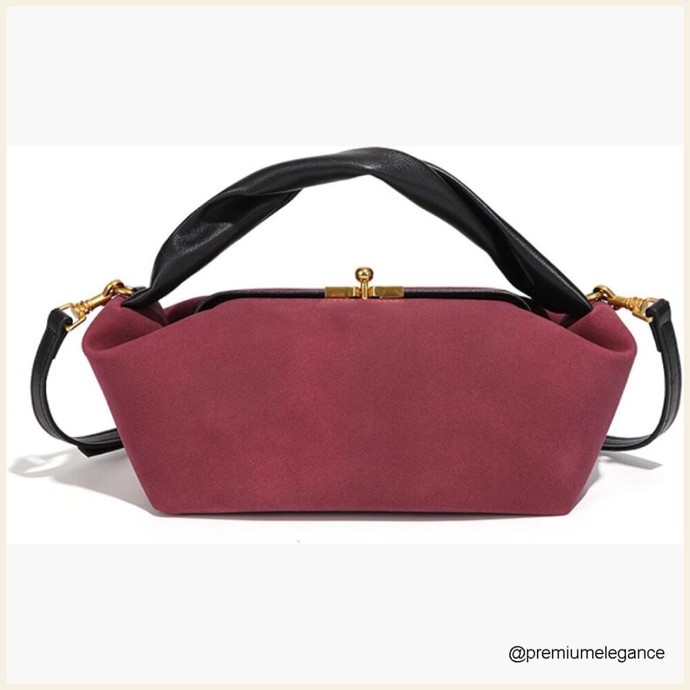 Vintage Faux Suede Hobo Shoulder Bag with Detachable Strap